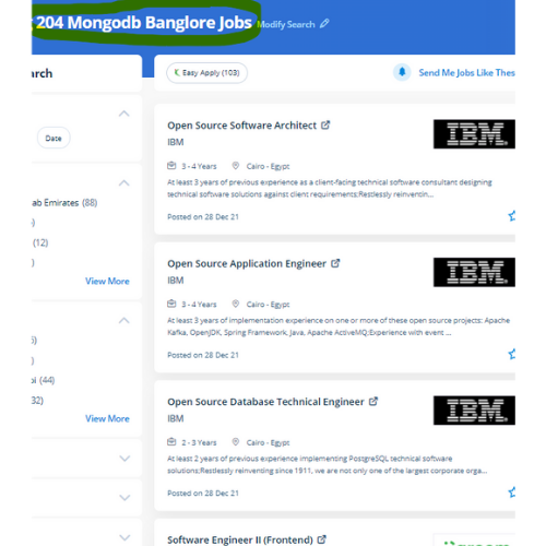 MongoDB internship jobs in Sur