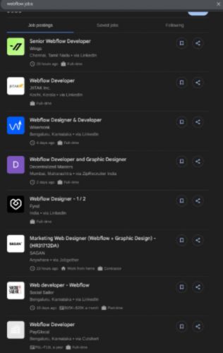 Webflow internship jobs in Sur
